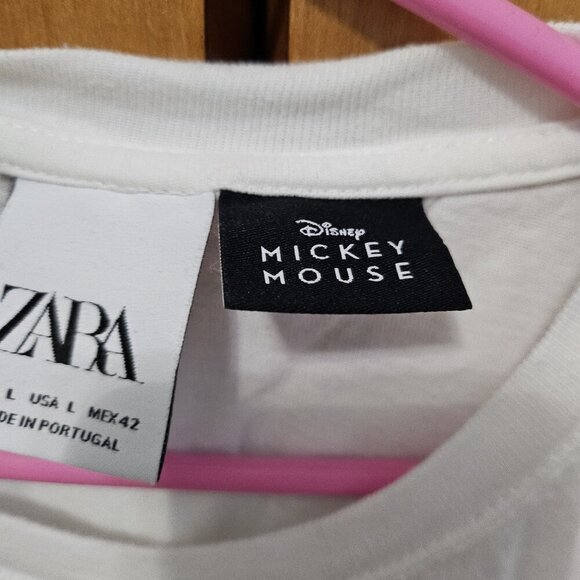 Zara White Mickey Mouse Short Sleeve Tee - Picture 3 of 4